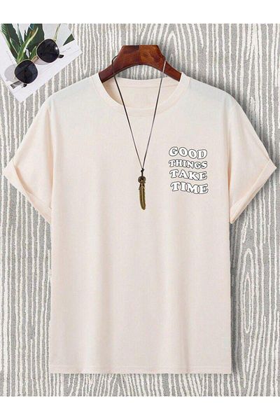 AFROGİYİM Unisex Good Things Take Time Μπλουζάκι με στάμπα μπροστά και πίσω
