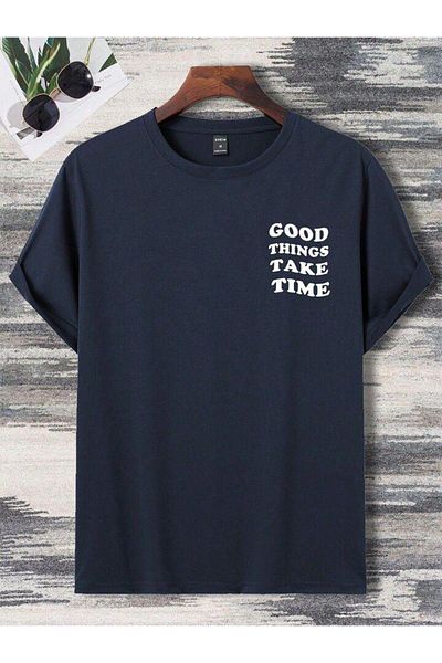 AFROGİYİM Unisex Good Things Take Time Μπλουζάκι με στάμπα μπροστά και πίσω