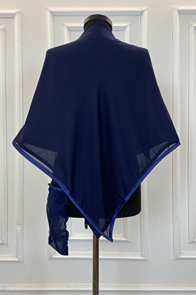 ZEYMERADE Lacivert Şifon Lüks Damat Omuz Örtüsü Şalı, Sade Model, Sağdıç Nedi...