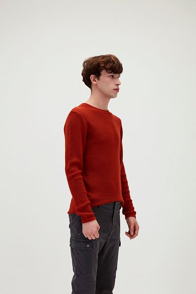 Bad Bear Dapple Knit Brick Red Crew Neck Men's Knitwear Sweater