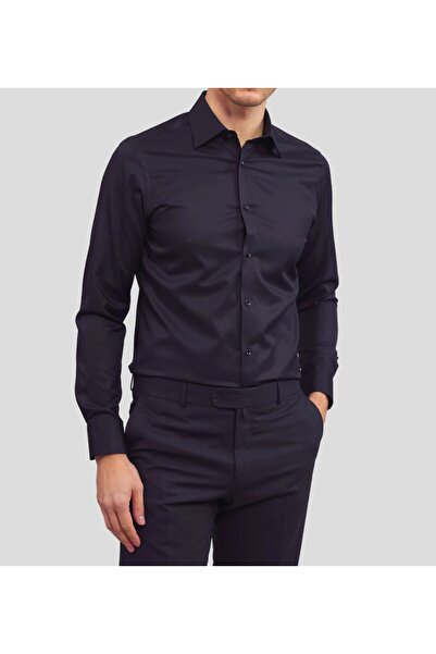Daniel Bessi Long Sleeve Slim Fit 100% Cotton Twill Non-Iron Iron-Free Non-Wrinkle Basic Classic Men's Shirt