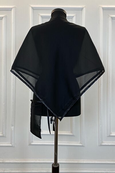 ZEYMERADE شال غطاء كتف العريس الفاخر من الشيفون الأسود، نموذج بسيط، حجاب شال الجندي لوصيفة العروس