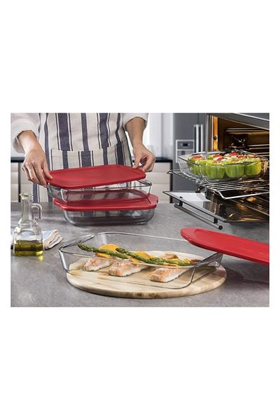 Paşabahçe 3850 cc Rectangular Pyrex - Plastic Cover, 40 x 25 cm 59124