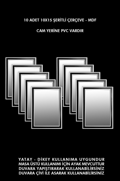 yhfoto 10 ADET 10X15 ÇERÇEVE - ŞERİTLİ FOTOĞRAF ÇERÇEVESİ - MDF