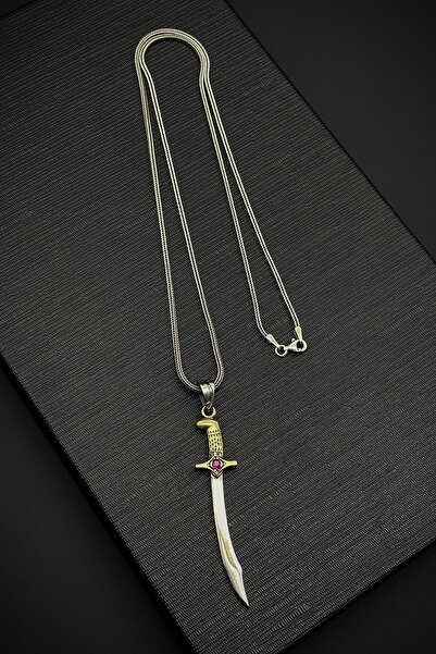 FRNCH 925 Ayar Gümüş ve Hz.Ali Kılıcı Figürlü Gümüş Renk Erkek Bileklik FRJ30...