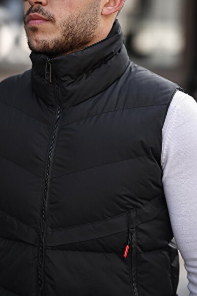 ByTrend Style Combination Long Zipper Pocket Cross Puffer Vest PLDP 2923