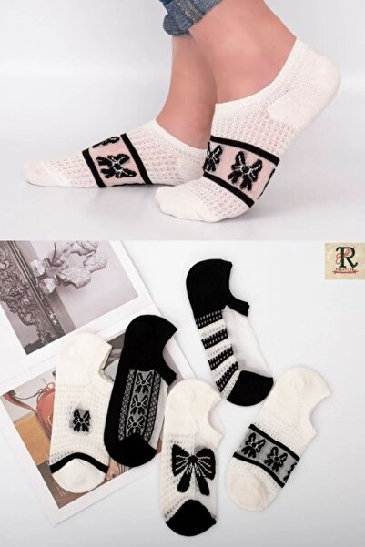 trampler Дамски 5 комплекта чорапи с шарки от тюл, черни и бели ботуши