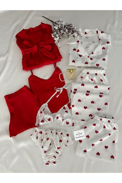 MH Moony Homewears Boxed 8-Piece Thunder Dressing Gown Pajamas Dowry Set