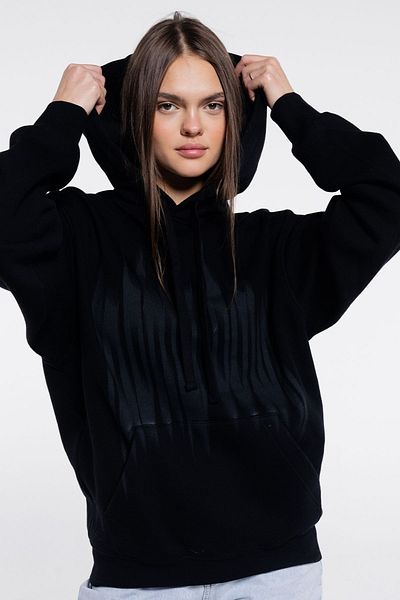 Friday Offset Hanorac cu glugă pentru femei Neil, negru, extra oversize - 3 fire