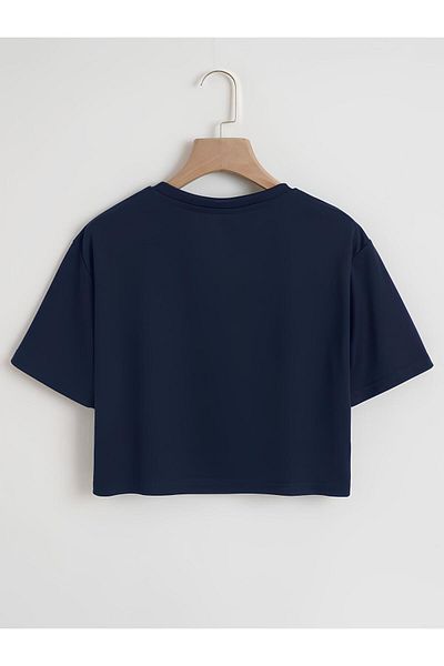 Mad&Calf Γυναικείο μπλουζάκι Plain Crew Neck Oversize Crop