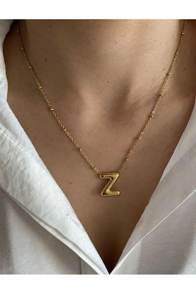 Rachel Gold Balloon 'Z' Letter Steel Necklace-46 cm
