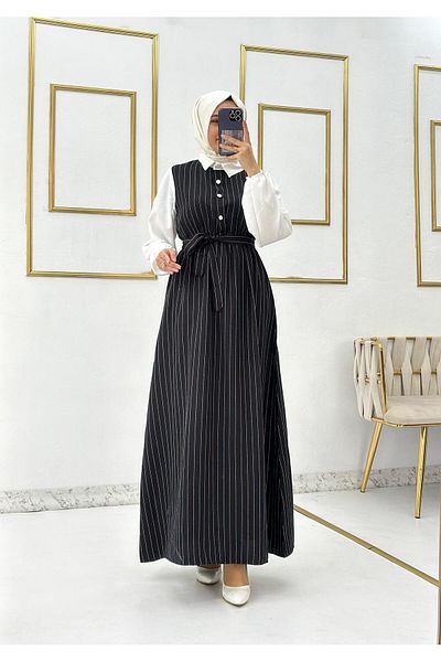 Moda Krash TREND DRESS WITH SHIRT DETAIL STRIPES