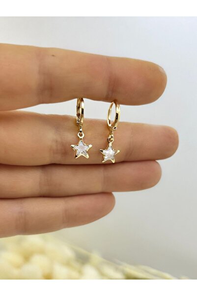 Arescollection zirkon taşlı sallantılı yıldızlı halka küpe
