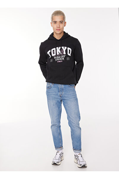 Jack & Jones Kapüşon Yaka Siyah Erkek Sweatshırt 12261178_JORBIG SWEAT HOOD EXC