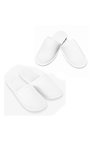 Balkan 100 Pieces Double Hotel Disposable Polyester Towel Slippers Lined
