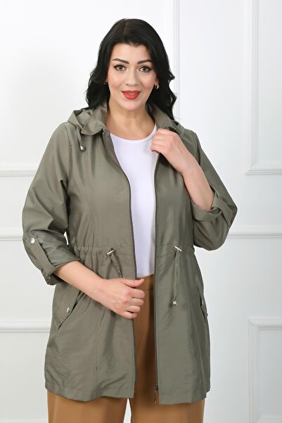 By Alba Collection Ženski kaki parakutni kaput od tkanine veće veličine
