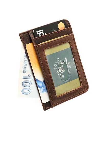 willpolo Crazy Horse Genuine Leather Thin Card Holder