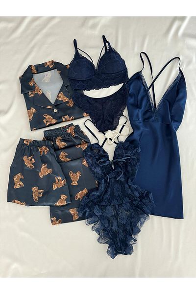 MH Moony Homewears Опаковани в кутия часовници Moschi от 7 части Нощница Спално облекло Комплект зестра