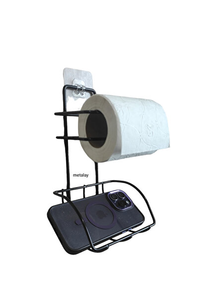 METALAY حامل ورق المرحاض السحري اللزج المقاوم للصدأ باللون الأسود