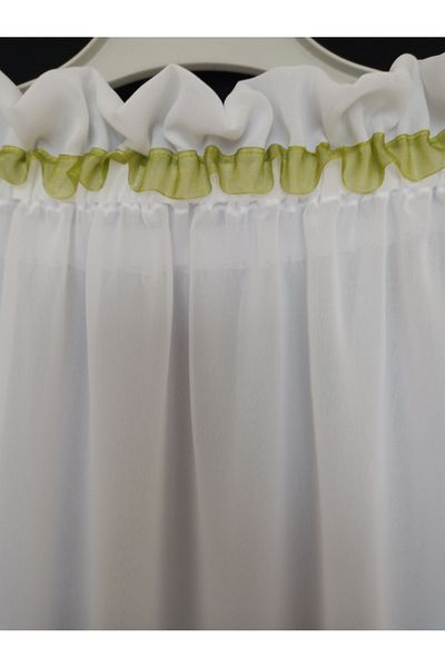 KobalBusiness Lattice tulle -White multi chiffon pistachio green organza ribbon detail 145 cm diameter chiffon tulle