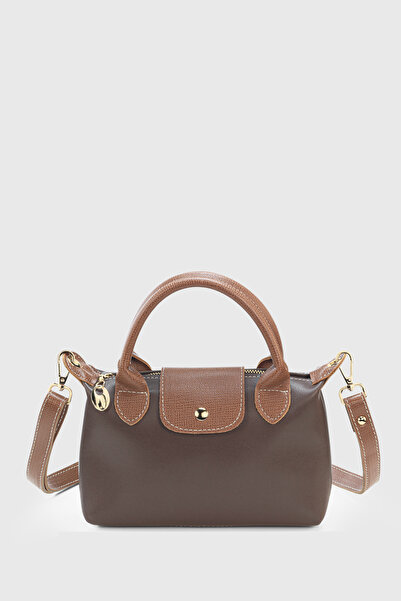 Housebags Koyu Kahverengi Çok Yönlü PU Deri Çapraz Askılı Çanta