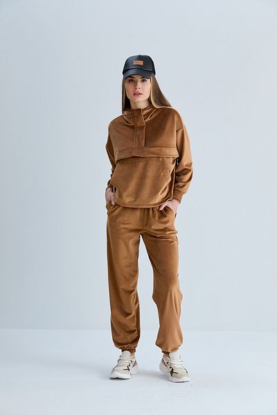 forte bella Brown Hooded Women's Tracksuit Set