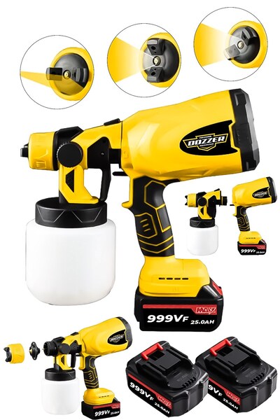 DOZZER Alman 999Vf 25 Ah Yüksek Basınçlı Çift Akülü Sprey Boya Püskürtme Taba...