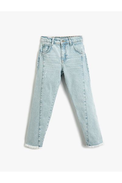 Koton Jeanshose mit weitem Bein, Nahtdetails und Taschen