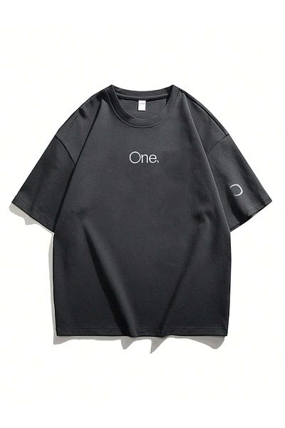 Black Sokak One Printed Oversize Anthracite Men's T-Shirt