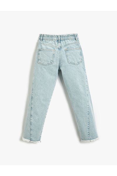Koton Jeanshose mit weitem Bein, Nahtdetails und Taschen