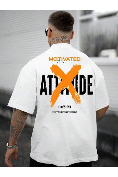 AFROGİYİM Μπλουζάκι Unisex Motivated Attitude X Back Printed Oversize