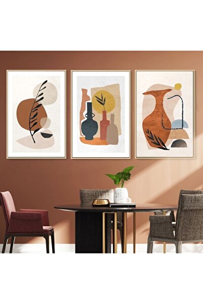 FOGO WOOD Ahşap 3'lü Çerçeveli Modern Bohem Tablo