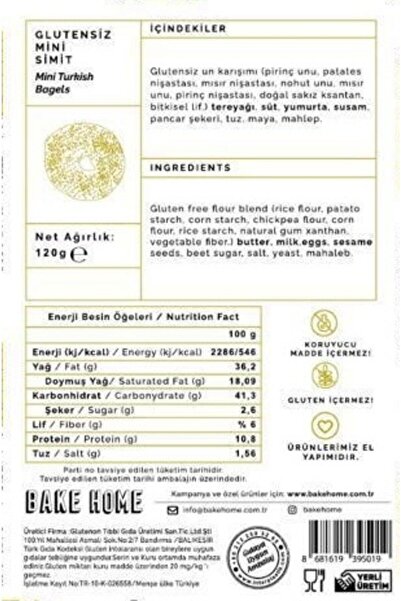 Bake Home Glutensiz Susamlı Mini Simit 120 gr  2 Adet