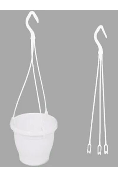 Bitkim Sende Katı Plastik Makrome Askılı Saksı 15 Adet Beyaz 16 Cm