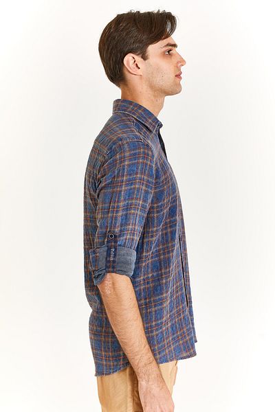 U.S. Polo Assn. ROFFE Plaid Patterned Foldable Sleeve Washed Comfort Fit Men's Shirt