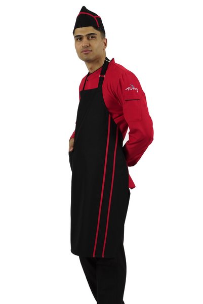 SEZA TEKSTİL Piping Hanging Apron Chef Waiter Chef Barista Cafe Apron Kitchen Apron with Pockets (Alpaca Fabric)