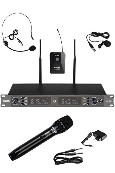 Hepa-Merz Hepa Merz URX-286EH Üst Kalite 2'li EL ve Yaka UHF Telsiz Kablosuz Mikrofon Seti 2x100 Kanal