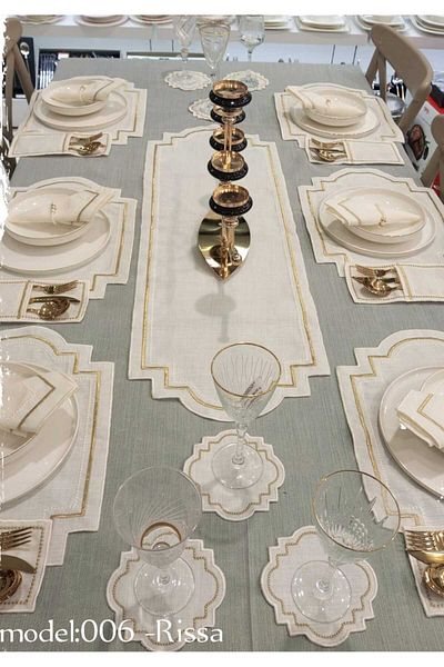 HİFA Set de lenjerie de serviciu american pentru 6 persoane (25 bucăți) (model rissa) (AUR)