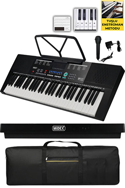 Midex Midex Ps-2500 Led Ekran 61 Tuşlu Org Çanta Notalık Mikrofon Adaptör Öğrenim Metodu