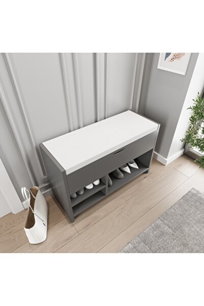 şirinev mobilya Ayakkabılık Antrasit Puf Sandıklı