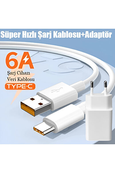 nextbuy 6A Süper Hızlı Şarj Data Kablosu Type-C Veri Kablosu Android Uyumlu Adaptör Hızlı Şarj Cihazı
