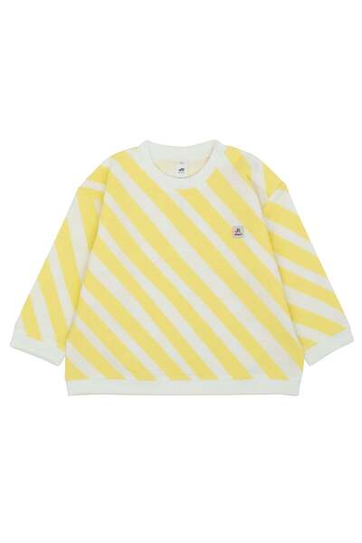 Jrmori Omzu Çıtçıtlı Verev Çizgi Baskılı Sweatshirt