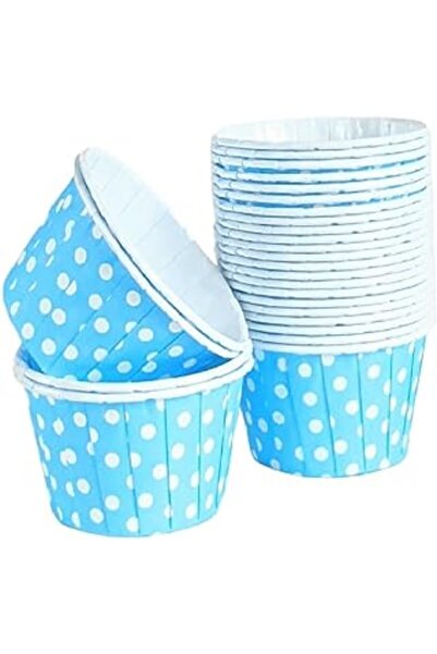 Blue Polka Dot 50-Piece Cake Mold Non-Dispersible 7x3.5 Cm Muffin Mold Cupcake Stand Capsule