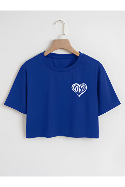 Ginevra Tricou de damă oversize cu decolteu turn cu imprimeu Love