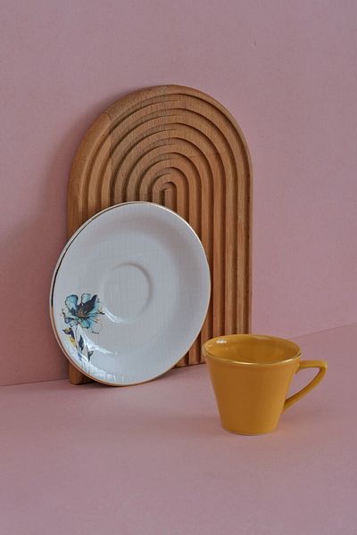 Glore Asian Blue Flower 12 Piece Gold Gilded Ceramic Coffee Set for 6 People