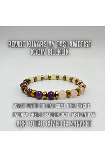 YILDIZ DOĞAL TAŞ SERTİFİKALI Ametist Pembe Kuvars Ay Taşı 6mm Doğal Taş Elast...