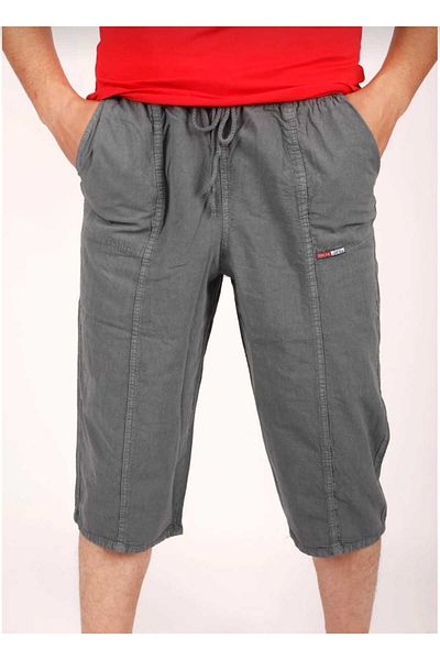 HMZ GİYİM Men's Dark Gray Soft Raw Cloth Linen Elastic High Waist Comfortable Fit Natural Capri