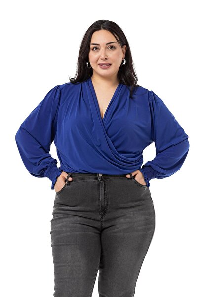 DISENTIS MODEST Блузка великого розміру з круглим вирізом, гумкою на рукавах ...