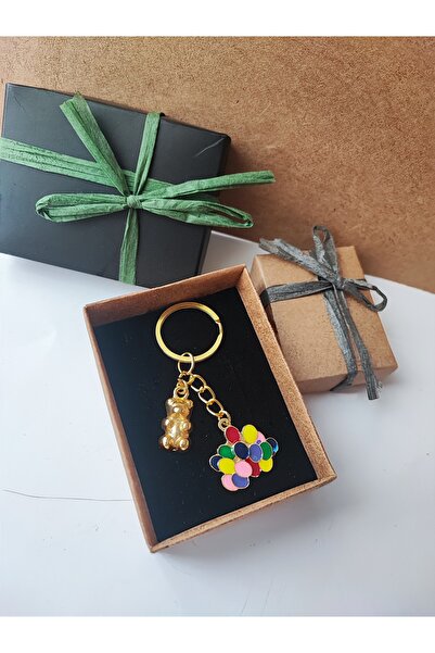 cacatasarım سلسلة مفاتيح على شكل دمية دب، زخرفة حقيبة معدنية ذهبية اللون لعيد...