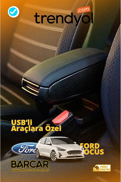 BARCAR Ford Focus Special Car Armrest Black Leather for Vehicles with USB